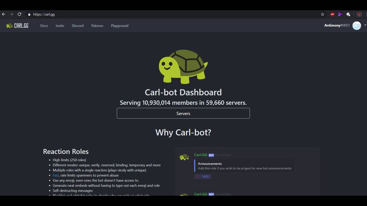 Carl-bot Dashboard