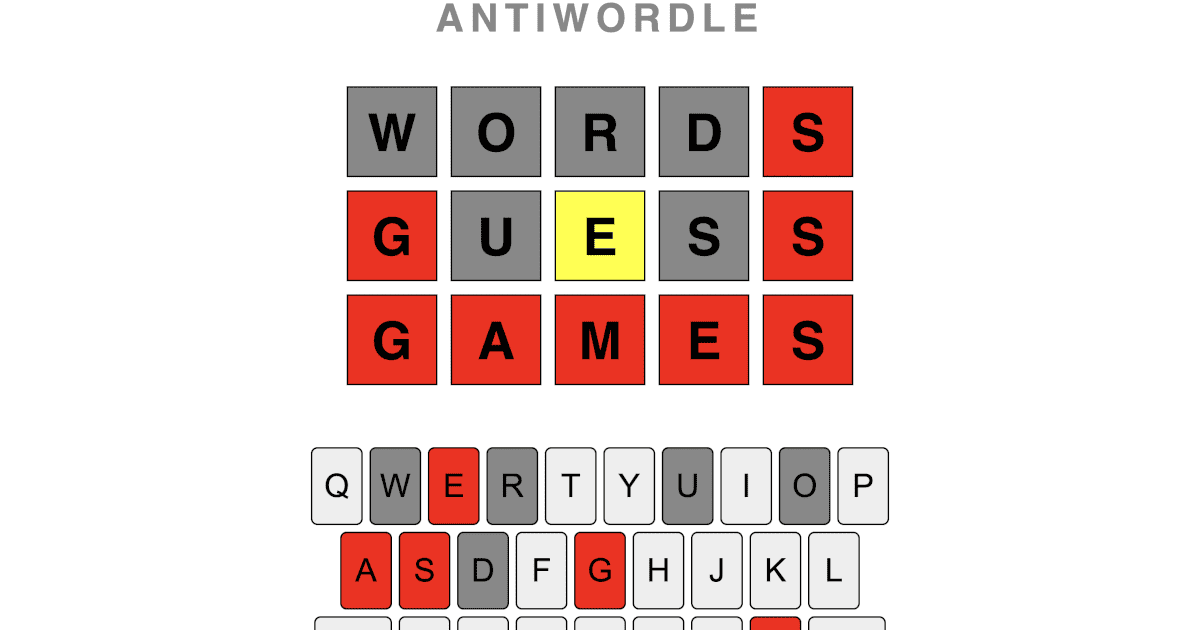 Antiwordle (April 2022) Another Wordle Alternative Word Game!