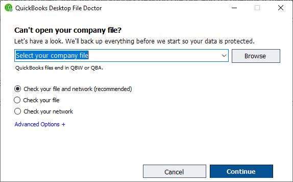 select a Company file